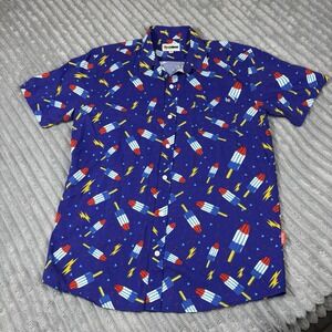 Tipsy elves Popsicle Shirt Men Size XL Blue Short Sleeve Graphic‎ All Over Print